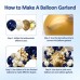 Navy Blue Gold Balloon Graland Arch Kit, Double Stuffed Pearl White Royal Blue Chrome Gold with Confetti Balloons for New Year Graduation Birthday Wedding Baby Shower Party Decorations