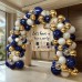 Navy Blue Gold Balloon Graland Arch Kit, Double Stuffed Pearl White Royal Blue Chrome Gold with Confetti Balloons for New Year Graduation Birthday Wedding Baby Shower Party Decorations