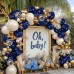 Navy Blue Gold Balloon Graland Arch Kit, Double Stuffed Pearl White Royal Blue Chrome Gold with Confetti Balloons for New Year Graduation Birthday Wedding Baby Shower Party Decorations