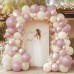 Pink White Balloons Garland Arch Kit, Double Stuffed Dusty Pink Pearl White Balloon Boho Blush Pink Neutral Pink Latex Balloons for Birthday Baby Shower Bridal Shower Party Decorations...