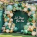 Green Gold White Balloon Arch Kit, Double Stuffed Dark Emerald Green Pearl White Metallic Gold Balloons Hunter Forest Green Balloon Garland for Baby Shower Birthday Jungle Wild One Party Decoration...