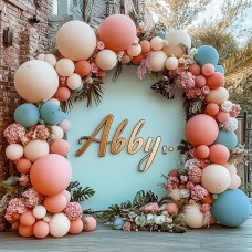 Gender Reveal Balloon Garland Kit, Double Stuffed Pink Blue Balloon Arch Kit Dusty Pink Fog Blue Beige Sand White Balloons for Gender Reveal Baby Shower Bridal Shower Boho Birthday Party Decoration...